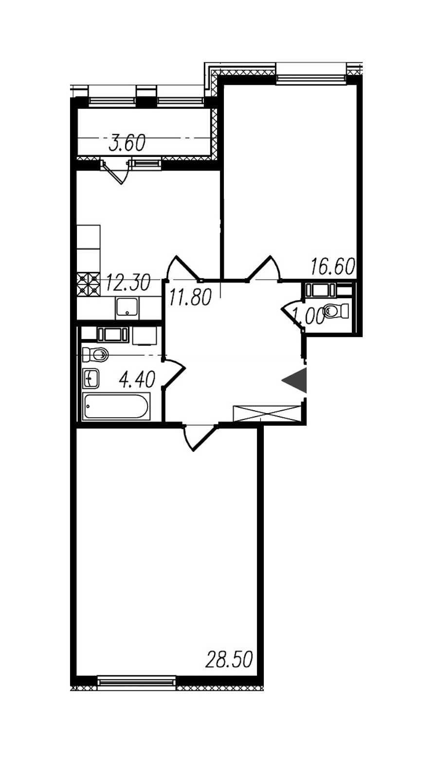 Двухкомнатная квартира в : площадь 74.6 м2 , этаж: 9 – купить в Санкт-Петербурге